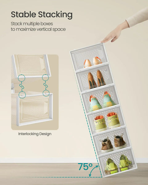 Clear Plastic Sneaker Boxes With Front Access Doors Transparent Shoe Storage Containers Pack Of 12 Stackable Closet Organizers Keep Your Kicks Fresh And Detox Your Space In Style Without The Clutter