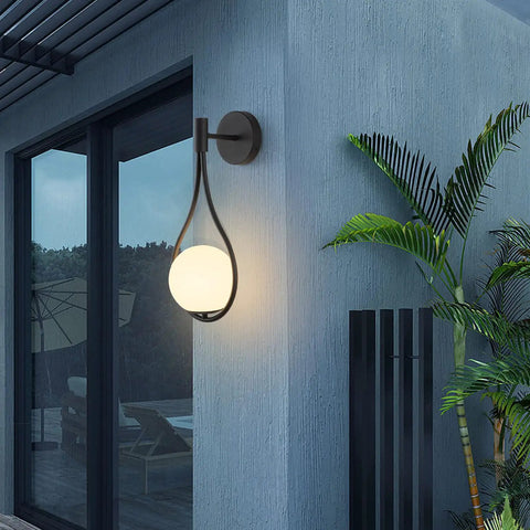 Modern Globe Wall Sconce Set Of 2 Black Glass Drop Lights For Bathroom Vanity, Bedroom And Living Room outdoors view
