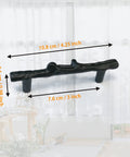 Six Piece Tree Branch Cabinet Handles Set In Black Twig Style Drawer Pulls With 3 Inch Hole Center, dimensions shown