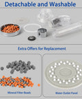 Silver High Pressure Shower Head With Filters, Purifying Handheld Detachable Showerhead parts and mineral filter beads