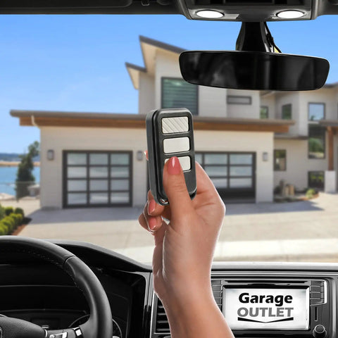 Person holding Garage Door Remote Compatible With Sears Craftsman LiftMaster 139.53681 139.53681B 971LM Replacement Transmitter in car