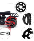Heavy Duty 35 Chain Sprocket With 40 Tooth Rear Sprocket For 35 Chain Mini Bikes And Go Karts Black Burn Finish on red mini bike