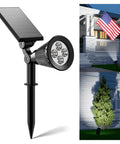 Solar Outdoor Waterproof Spotlight Set For Flag Poles Palm Trees Signs Statues And Mailboxes With Bright LED Flood Lights For Accent Uplighting