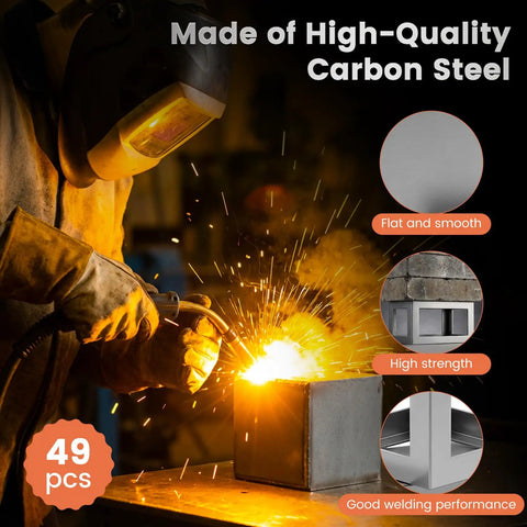 Welder using 50 Piece Welding Practice Kit With Steel Coupons, Magnetic Clamp, Gloves, And Dice Cube Cuboid Projects For Beginners.