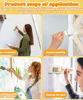 Collage showing uses of Thick Handle 2 Inch Flat Paint Brush Set, 30 Piece Stain Brushes with 12mm Bristles for painting tasks.