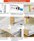 Installation steps for Beefy Heavy Duty Drawer Slides With Lock 32 Inch Full Extension 3 Fold Side Mount Rails 250 Lb Load Capacity.