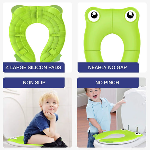 Ditch The Hassle Portable Toddler Potty Training Seat With Super Grippy Silicone Pad Foldable Toilet Cover For Kids Road Trip Ready Lightweight And Eco Friendly Design In Green