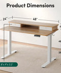 Fezibo 48 By 24 Electric Standing Desk With Double Drawers Maple Finish Height Adjustable Ergonomic dimensions and specifications.