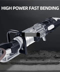 Heavy Duty Brushless Hydraulic Rebar Cutter And Bender With Rear Handle. Electric Steel Bar Straightening Machine with powerful motor.