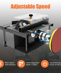 Portable Multi Function Table Saw With Drill Chuck And Sanding Kit, 200W Copper Motor, showing adjustable speed settings
