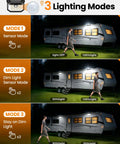 Magnetic RV Solar Lights Outdoor 178 LED 800LM Ultra Bright Porch Light With Motion Sensor IP65 Waterproof Exterior in 3 lighting modes