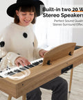 Person playing an 88 Key Fully Weighted Digital Piano With Hammer Action Keyboard in Burlywood Finish with Bluetooth Connectivity