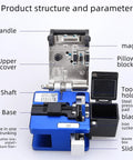 Precision Optical Fiber Cleaver FC-6S With Built-In Shred Collector For 250um To 900um Coating showing product structure and features.
