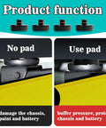 Tesla jack pad set (4-pack) for Model 3/Y/X/S; black rubber lifting pucks to protect chassis and battery.
