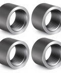 4 Pack One Half Inch Pipe Couplings Straight Female Threaded Steel NPSL Tapped Fittings With Black Coating For Industrial Piping Projects And Maintenance Pro Grade Replacement Parts And Fabrication, 4-pack