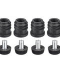 Four Pack Round Tube Leveling Feet Inserts With M6 Thread For 16mm Tube End Caps Plugs Adjustable Height 10 To 14mm Black Plastic