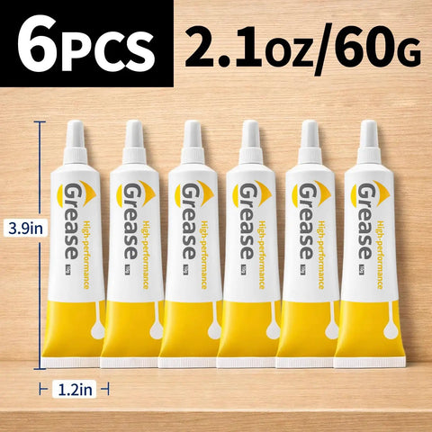 6 tubes of 2.1 oz High-Performance Grease for O Rings and Rubber Seals, ideal for plumbing tasks.