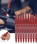 Smooth Double Ended Markers For Piercing And Art Projects, 10 Piece Set With Bold And Fine Tips, displayed during body art application.