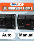 3 Way Bilge Pump Switch Panel For Boats Automatic Off Manual 12V 24V Marine Switch With Built In 15 Amp Circuit Breaker Float Switch Plug And Play Ready Durable Marine Electrical Control Panel, auto and manual views