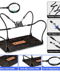 Must Have Helping Hands Soldering Station With 5X Magnifying Glass, Third Hand Soldering Tool And Holder With Four Adjustable Magnetic Supports