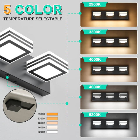 Modern Dimmable Vanity Lights For Bathroom LED Three Light Over Mirror Chrome Bath Wall Fixture color temperatures chart