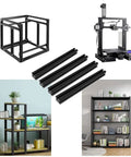 Collage of 4Pack 4040 T Slot Aluminum Extrusion 600mm Black 40x40 for DIY 3D printer builds, CNC projects, and modular shelving.