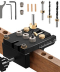 3 In 1 Dowel Jig Kit Self Centering Doweling Jig For Straight Dowel Holes With 6mm 8mm 10mm 15mm Bits Guide Locator on wood