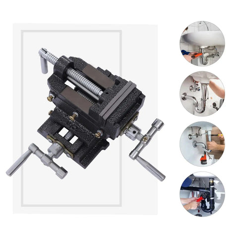 Heavy-Duty X-Y Compound Cross Slide Vise with Precision Scale, durable cast iron structure, ideal for precision metalwork tasks.