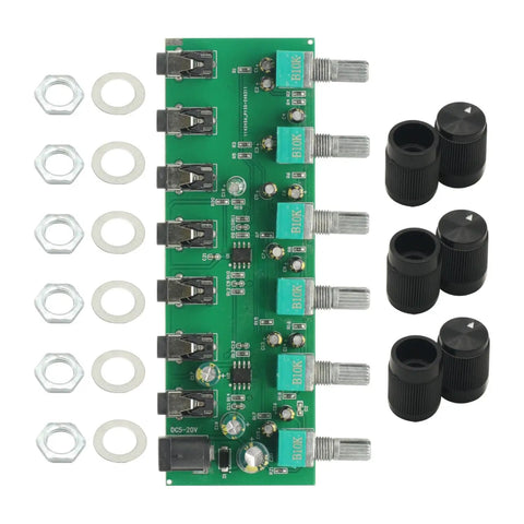 Six Channel Stereo Mixer Audio Distributor With Independent Volume Control For Your Home Studio Setup, Six Inputs And One Output