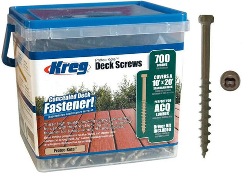 Protec Kote Deck Screws 2 Inch Size 8 Coarse Thread With Compact Head For Outdoor Decks Self Tapping 700 Count Package