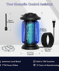 Outdoor And Indoor Bug Zapper With Waterproof Build And LED Night Light 18W Power 4000V High Voltage Electric Mosquito Trap displayed