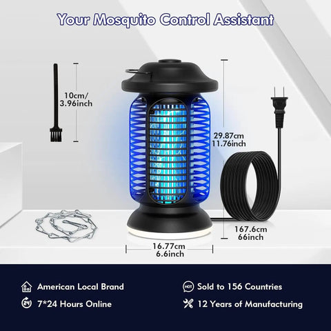 Outdoor And Indoor Bug Zapper With Waterproof Build And LED Night Light 18W Power 4000V High Voltage Electric Mosquito Trap displayed