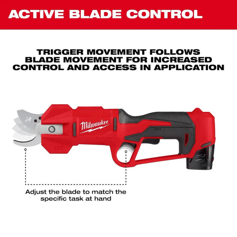 M12 Brushless Pruning Shears Cordless Power For Quick Yard Pruning, Lightweight And Ergonomic Grip, red handle, active blade control