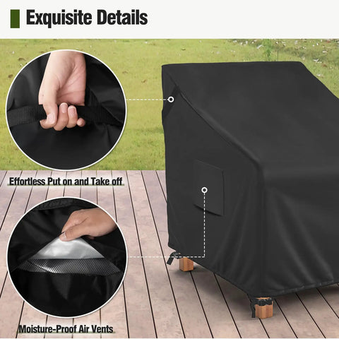 Outdoor Chair Covers Waterproof Built To Last Heavy Duty UV Resistant for Rocking Adirondack and Wicker Chairs Two Pack