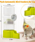 Awesome 2 Pack Automatic Bird Water Dispenser With No Mess Design For Parrot And Budgie Cages, 140ml size, green material, easy to clean.
