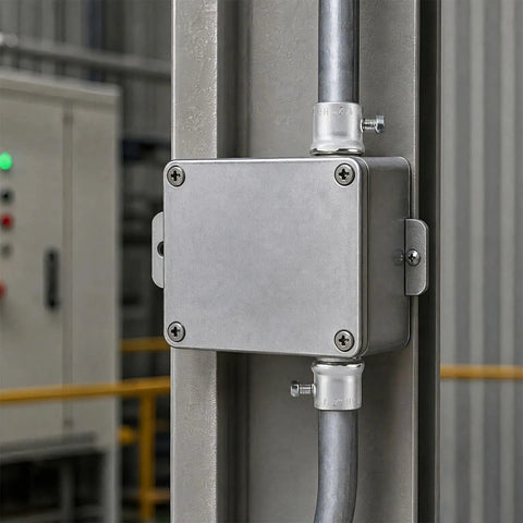 Rugged 1/2 Inch EMT Set Screw Connector With Insulated Throat Protection And Corrosion Resistant Zinc Plated Steel For Secure Electrical Conduit Connections In A Heavy Duty 25 Pack For Tradesmen And Diy Guys Doing Quick Wiring Work Indoors mounted on conduit.