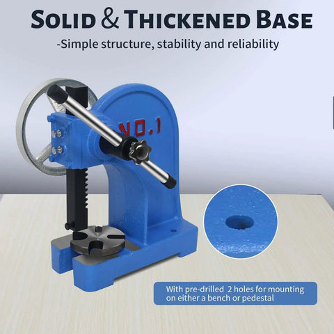 1 Ton Arbor Press With Ratchet Leverage And Handwheel 5.5 Inch Max Height Desktop Punch Press for metalwork on table