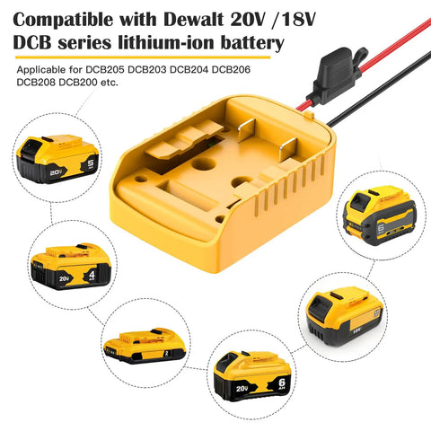 Power Wheels Battery Adapter for Dewalt 20V Battery Converter Kit With Fuse Switch and 12 AWG Wire Harness, yellow adapter