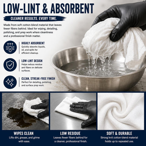 Using White T Shirt Rags 10 Lb Bulk Box Recycled Knit Cotton Blend Shop Rags for Automotive Maintenance Industrial Cleaning