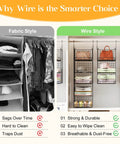 Comparison of fabric vs wire 6 tier hanging closet organizer dope space saving shelf system with foldable shelves and dividers