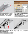 Hidden Ceiling Curtain Track System With Silent Rollers Custom Size White Ceiling Mounted Curtain Rod For Living Room Bedroom Shower Room Room Divider Use No Fuss Install Kit Included, installation steps