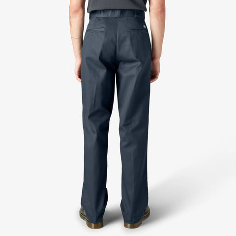Original Straight Leg Work Pants Built Solid As A Rock With The Roomy Big And Tall Fit Stone Cold Durable Polyester Cotton Blend Resists Wrinkles And Grease Spills Perfect For The Job Site Or Daily Office Hustle Navy Shade - back view, showing relaxed fit.