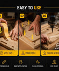 Easy application of Double Sided Woodworking Tape For CNC Templates And Pattern Routing, 25mm Wide By 33m Long, step-by-step guide