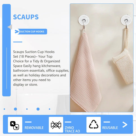 Ultra Strong 18 Pack Suction Cup Hooks With A Rock Solid 10 Pound Grip, Reusable Clear Adhesive Organization Hooks For Glass Tile Shower And Kitchen Windows That Make Hanging Things A Breeze