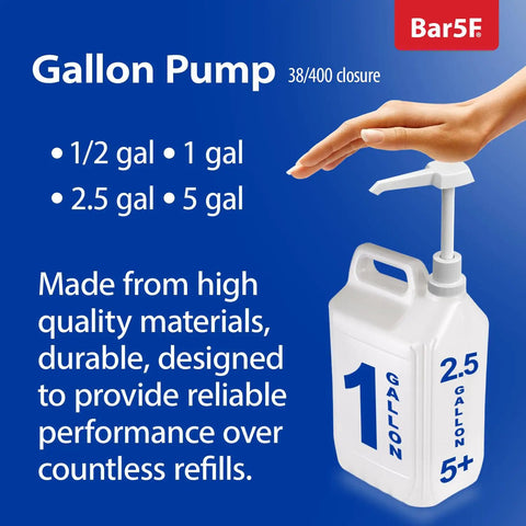 Hella Heavy Duty Gallon Pump Dispenser With 38 400 Thread Fits Most Plastic Or Glass Jugs featuring a durable pump for 1 to 5 gallon containers.