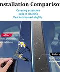 B Pillar molding trim for Jeep Cherokee (2014–2022), blue car side pillar, 6-piece set, before/after scratch protection comparison.