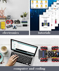LK COKOINO 4WD Smart Car Robot Kit with Mecanum wheels for Arduino; electronics components and coding on desk.