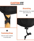 Close-up of Two Pack High Back Patio Chair Covers Waterproof Weatherproof showing drawstring and fastening strap for custom fit.