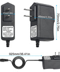 12V DC Power Adapter For DMX Controllers And Musical Gear, 1000mA Guitar Pedal Power Supply dimensions and plug detail