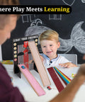 Child playing with Hands On Motion And Friction STEM Kit For Kids Ages 5 To 12, 21 Piece Physics And Engineering Set With Adjustable Wooden Ramp